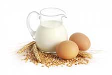 Milk jar and eggs