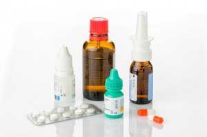 Medicine bottles and tablets