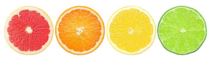 Colorful citrus fruits